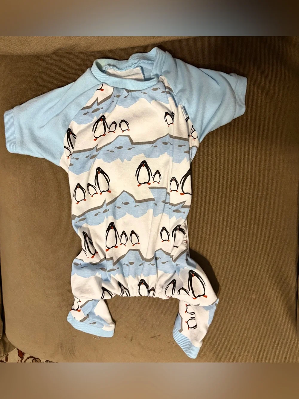 Leveret Blue & White Dog Pajamas w/Penguin Print Size Large